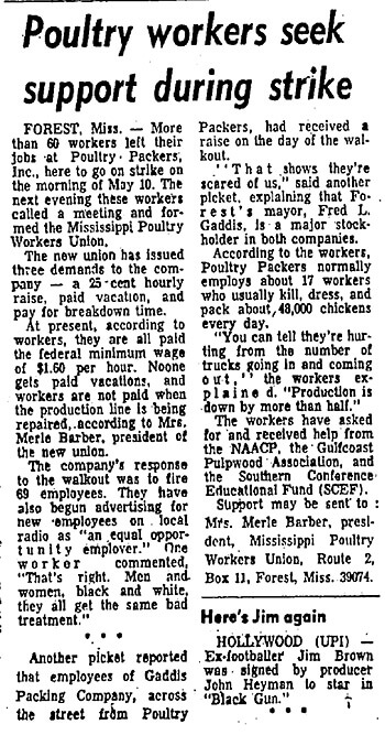 Poultry workers seek support during strike, Baltimore Afro-American, May 27, 1972. Courtesy of the Baltimore Afro-American.
