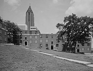 West front elevation, Techwood Homes, Building No. 2. Atlanta, Georgia, June 1993. Library of Congress Prints and Photographs Division, HABS GA,61-ATLA,60D--1. West front elevation, Techwood Homes, Building No. 2. Atlanta, Georgia, June 1993. Library of Congress Prints and Photographs Division, HABS GA,61-ATLA,60D--1.